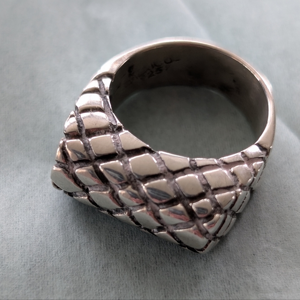 Silver Textured Ring Made In Mexico